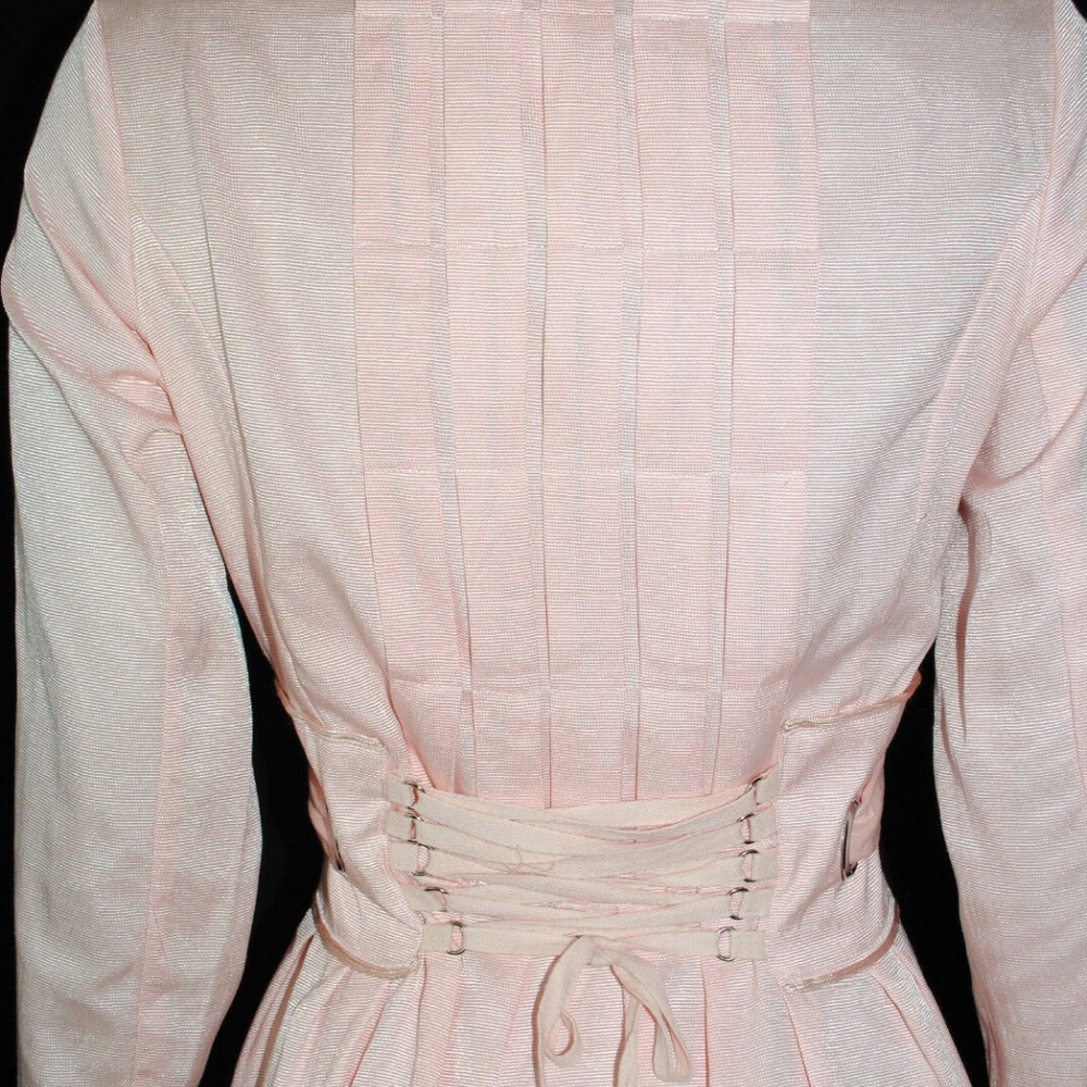Aria Dress Peach Button Down Long Sleeves CORSET - Picture 2 of 8